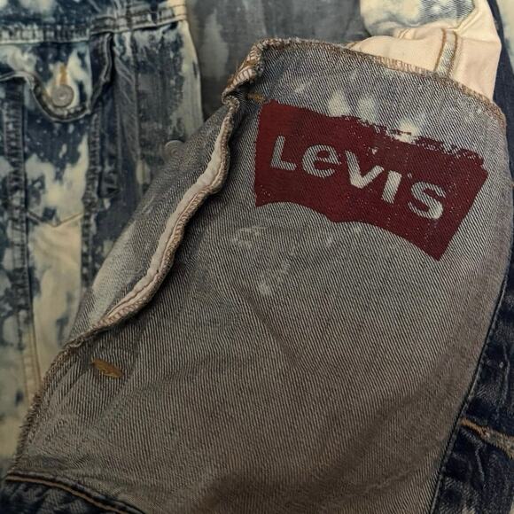Levi’s y2k 90’s style distressed torn bleached destroyed denim jacket L large - Picture 9 of 13